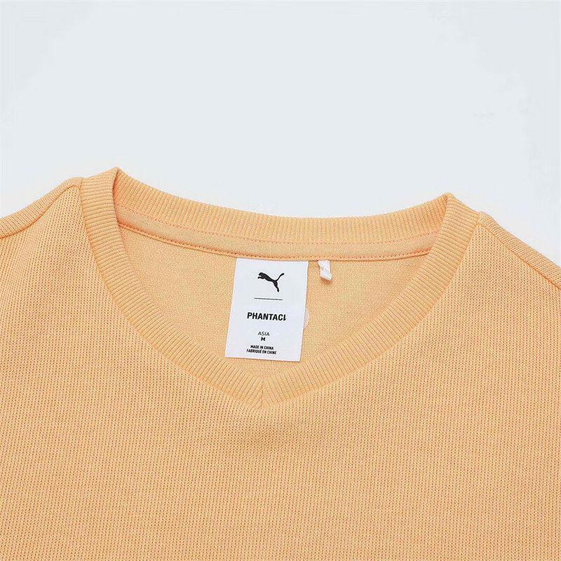 Puma X Phantaci Loose Fit Drop Shoulder Faux Two-Piece Casual Sweatshirt Women Sweatshirt Light-Yellow 631407-41