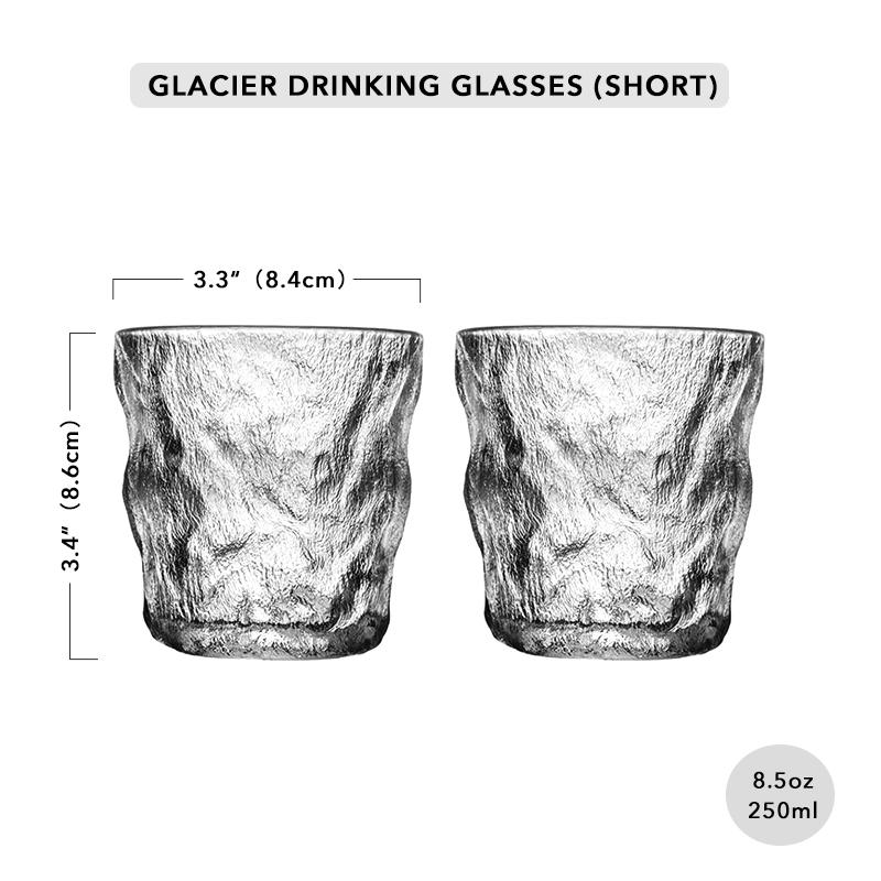 Romantic Water Glasses Tumblers Hammered Glacier Drinking Glasses Set for Juice,Coffee, Beer, Water, Cocktails, Whiskey
