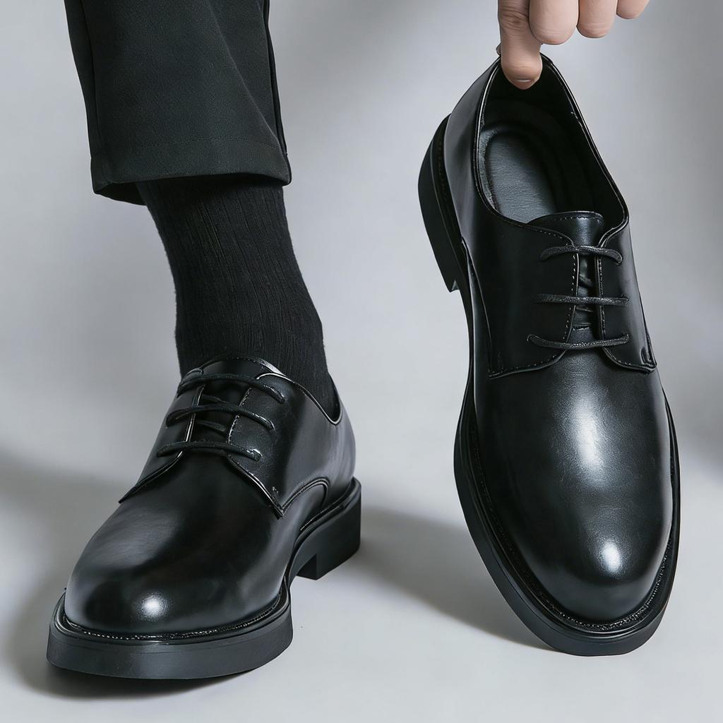 Classic Men Dress Shoes Lace Up Derby Shoes Formal Business Lesther Shoes Anti Slip Wear-resistant Office Daily Casual Shoes