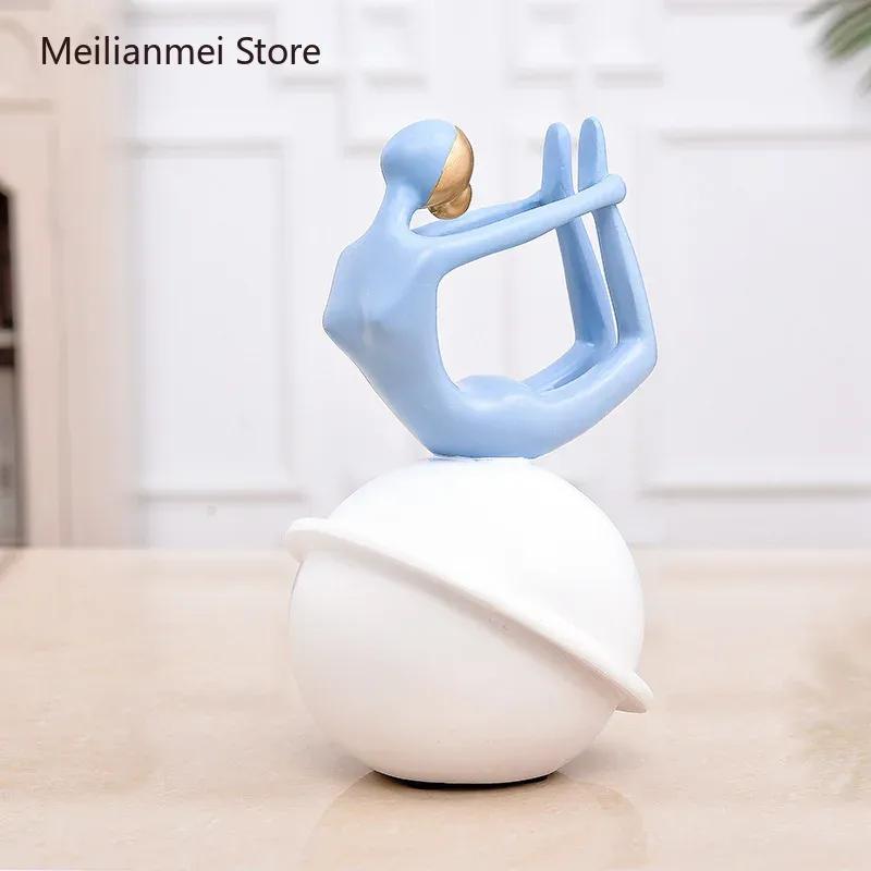 Desktop Decoration Trinkets Yoga Trinkets Resin Figure Statue Decorative Figurines Home Decor Cute Girl Yoga Ornaments Gift 30.5x14x14cm