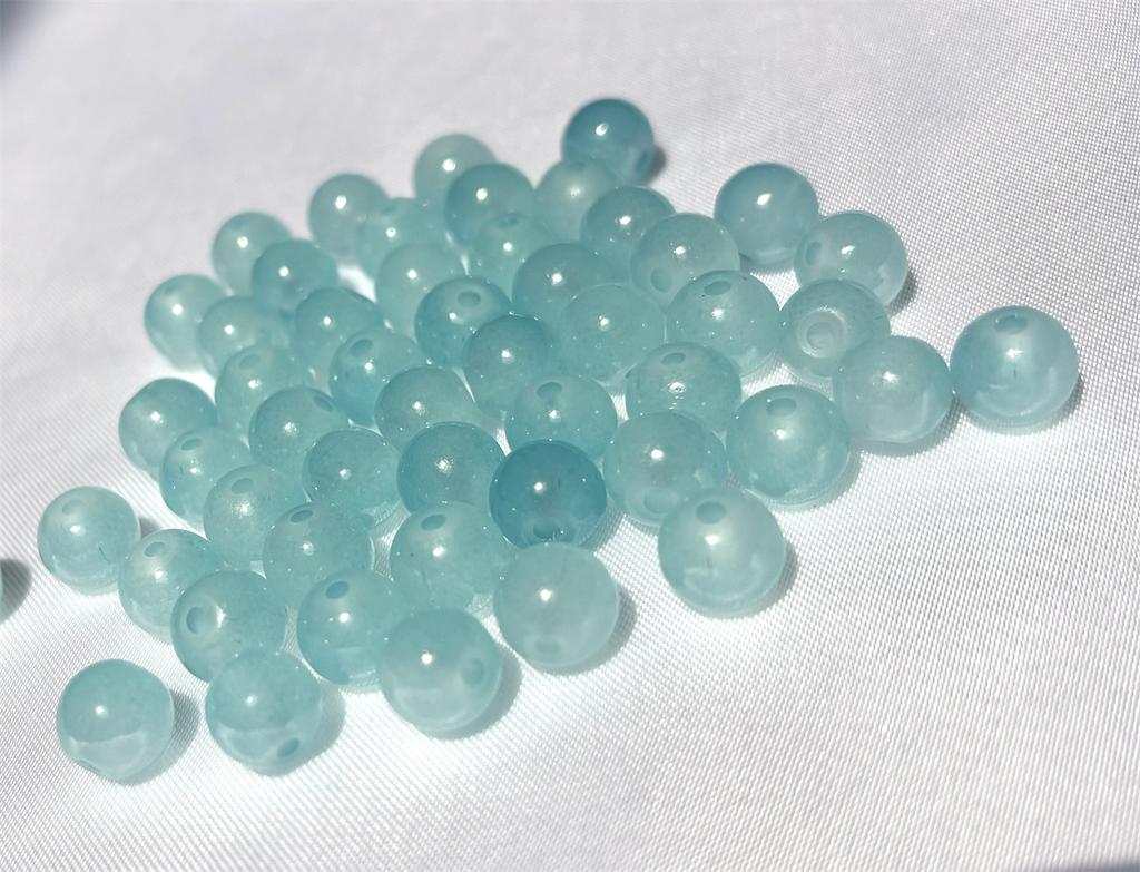 50pcs 8mm Glass Crack Imitation Jade Color Series Round Beads DIY Handmade Necklace Bracelet Loose Beads Jewelry Accessories