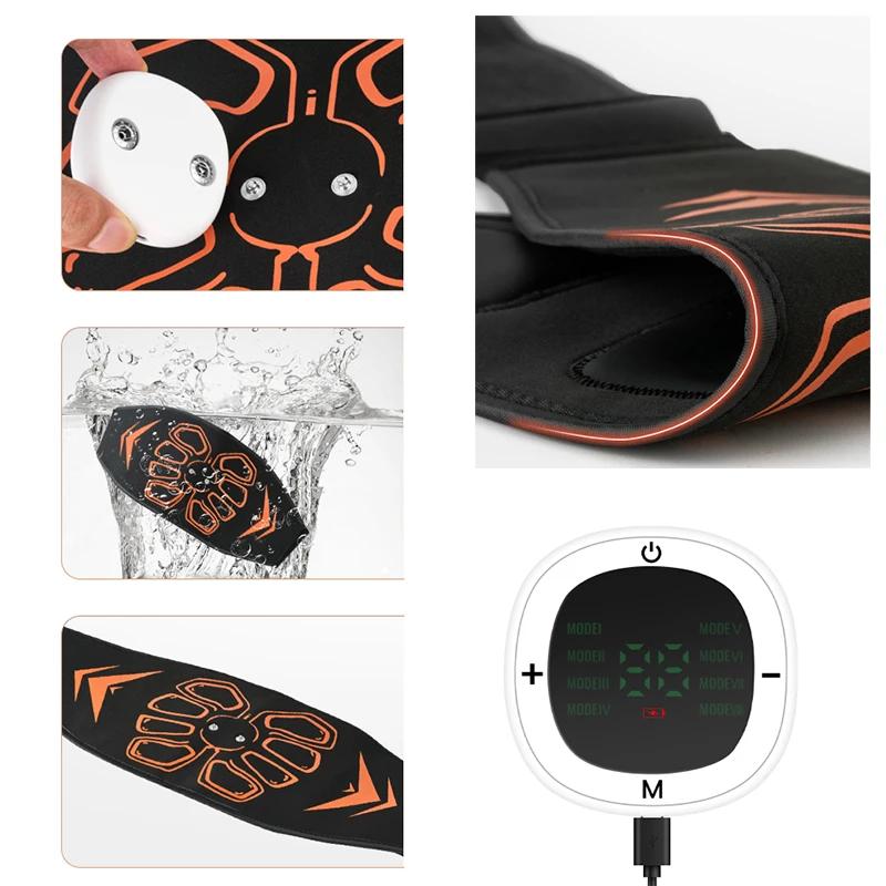 Abdominal Toning Belt Abs Trainer Waist Muscle Toner Abdominal Massager Home Workout Fitness Equipment USB Recharge