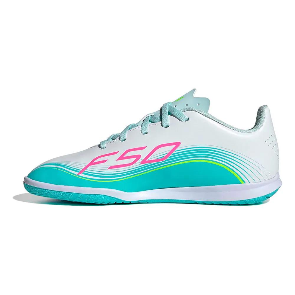 Adidas f50 messi club soccer shoes textile/synthetic white/pink/turquoise