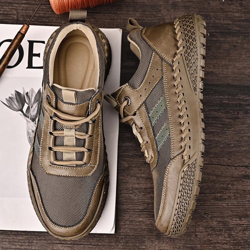 Fashion Hand-stitching Outdoor Men Sneakers Fashion Classic Driving Footwear Non-slip Treking Shoes Handmade Mens Leather Casual Shoes
