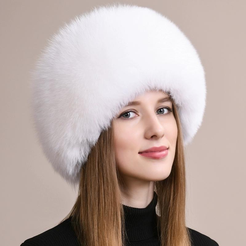 Czapka z futra lisa damska zimowa ochrona uszu ciepła pogrubiona północno-wschodnia księżniczka mongolska czapka pełna futrzana czapka damska zimowa