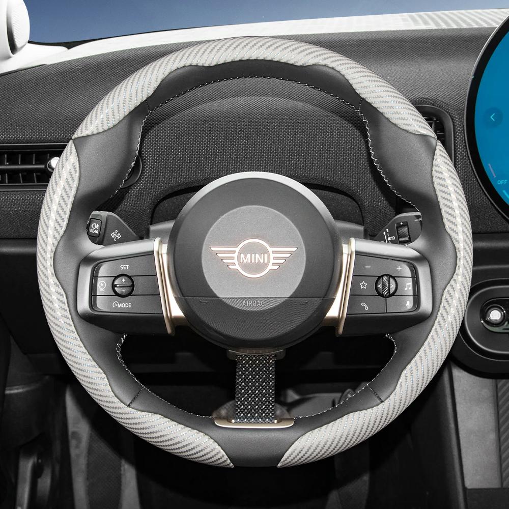 Geeignet für Mini Carbonfaser-Textur Lenkradabdeckung mit segmentiertem Schnellverschluss-Design, Langlebig, für Modelle wie Cooper 3-Türer Countryman