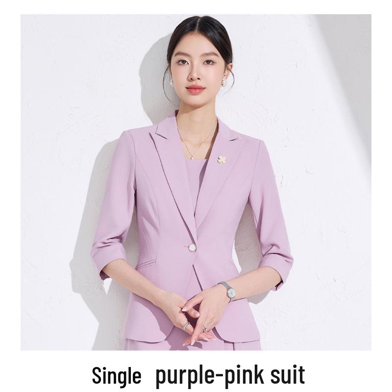 Autumn 2025 Women's Two-Piece Suit: Seven-Sleeve Blazer & Skirt or Dress Set