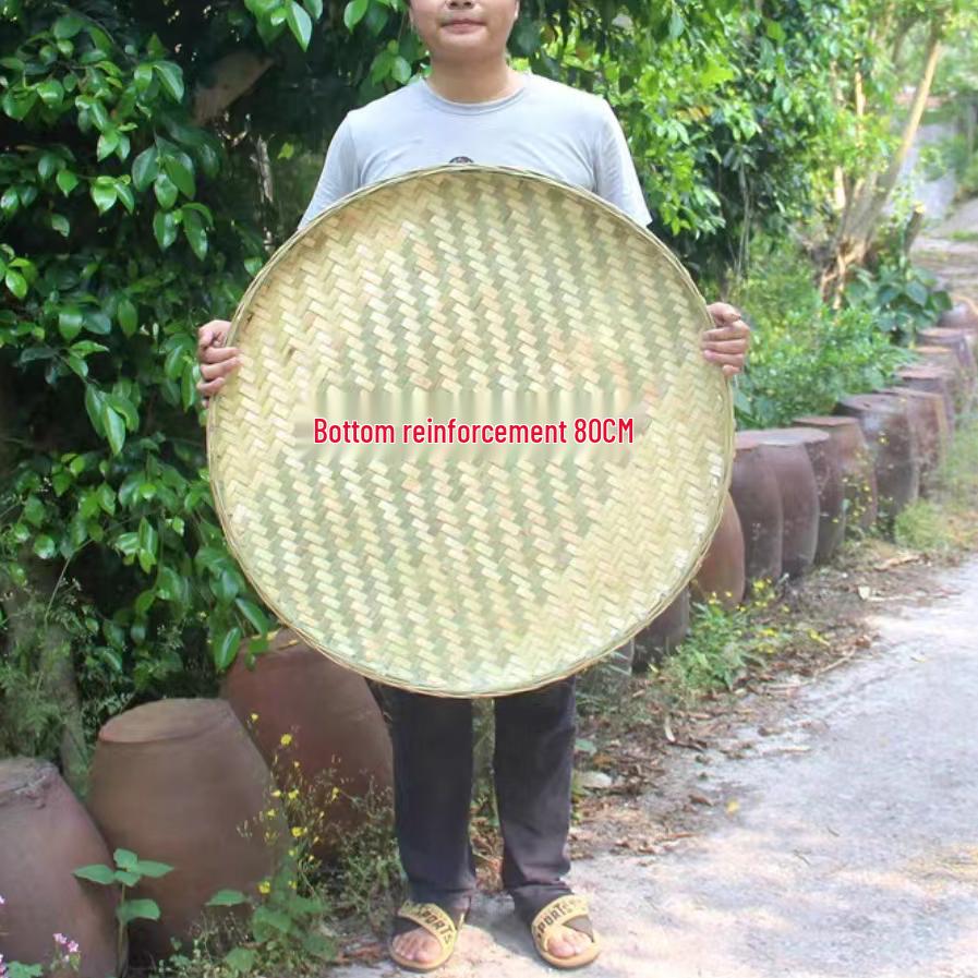 Cesta de Bambú Verde de Primera Capa para Cernir: Redondo, Duradero y Espeso para el Secado de Verduras Doméstico y Comercial.