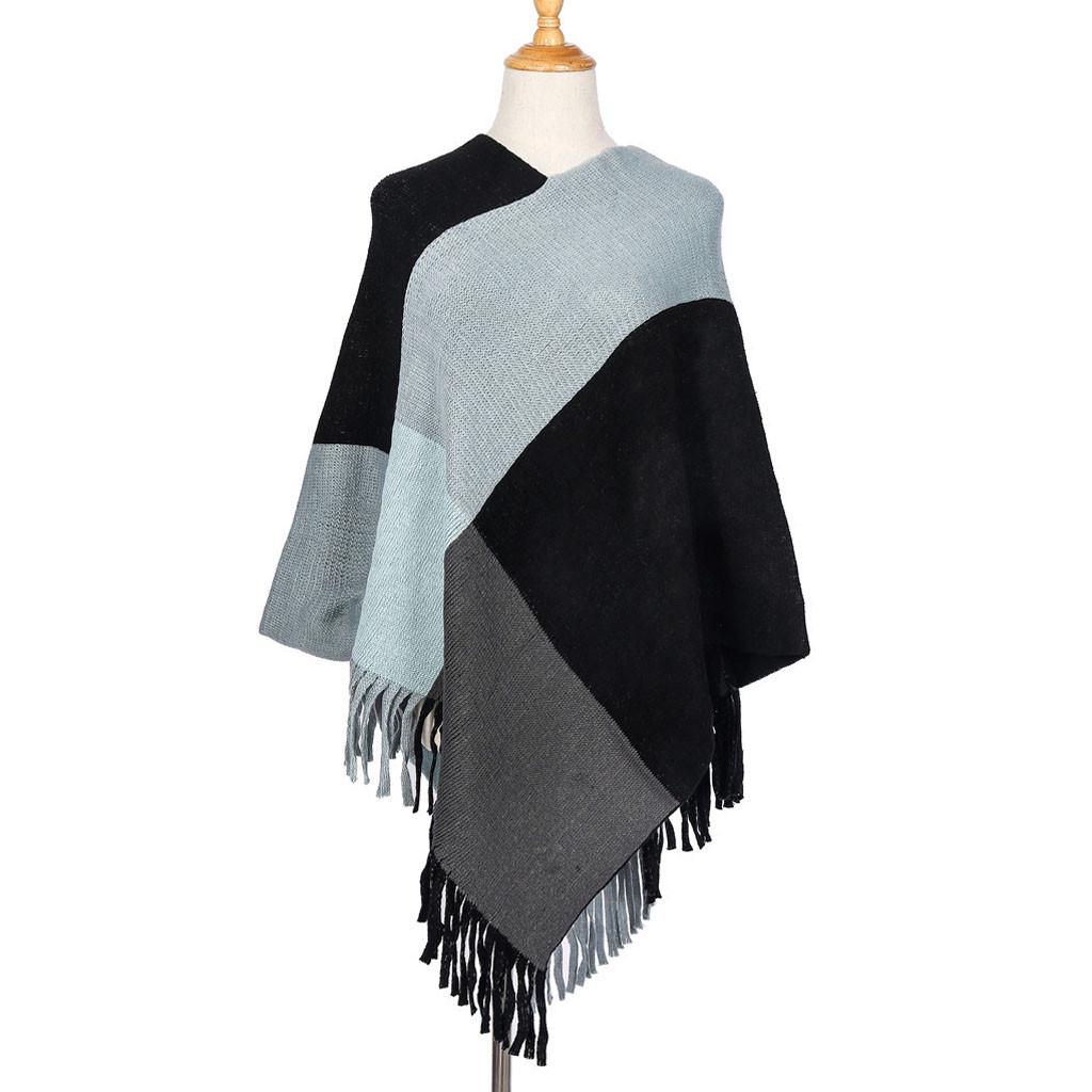 Women Long Tassel Winter Wool Blend Soft Warm Scarf Wrap Shawl Plaid Scarf
