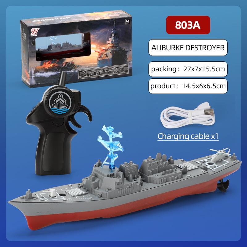 2.4G Rc Boat High-Speed Remote Control Ship Simulation Warship Model Mini Battleship Toys Children Model Toy for Boys Kids Gift