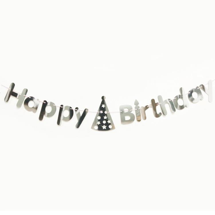 Happy Birthday Hat One-Piece Bronzing Flag Baby'S First Birthday Arrangement Banner Customization