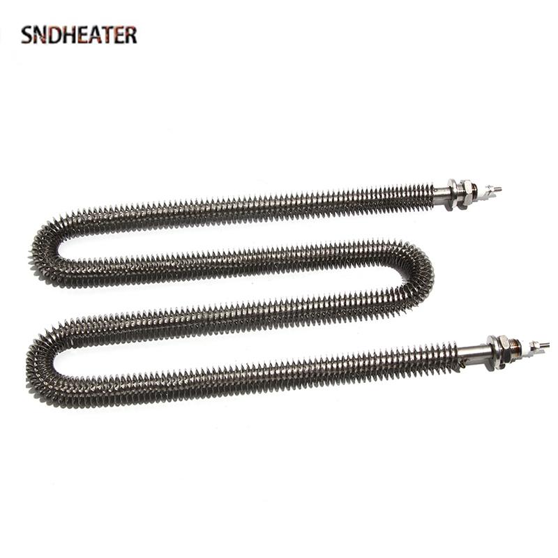 عنصر تسخين أنبوبي بزعانف M18*25 Thread Heater 110V 220V 380V Fin Heater 1.5KW 2KW 2.5KW 3KW 3.5KW لمروحة الهواء الجاف