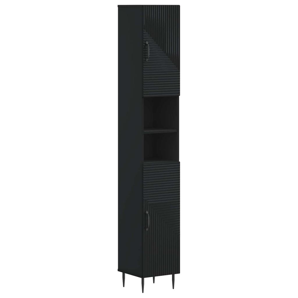 2 Piece Bathroom Cabinet Set HAARLEM Black Wood Material