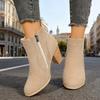 Large Size Women's Shoes Autumn and Winter New Round Head Solid Color High Heel Short Tube Side Zipper Fashion Boots Women