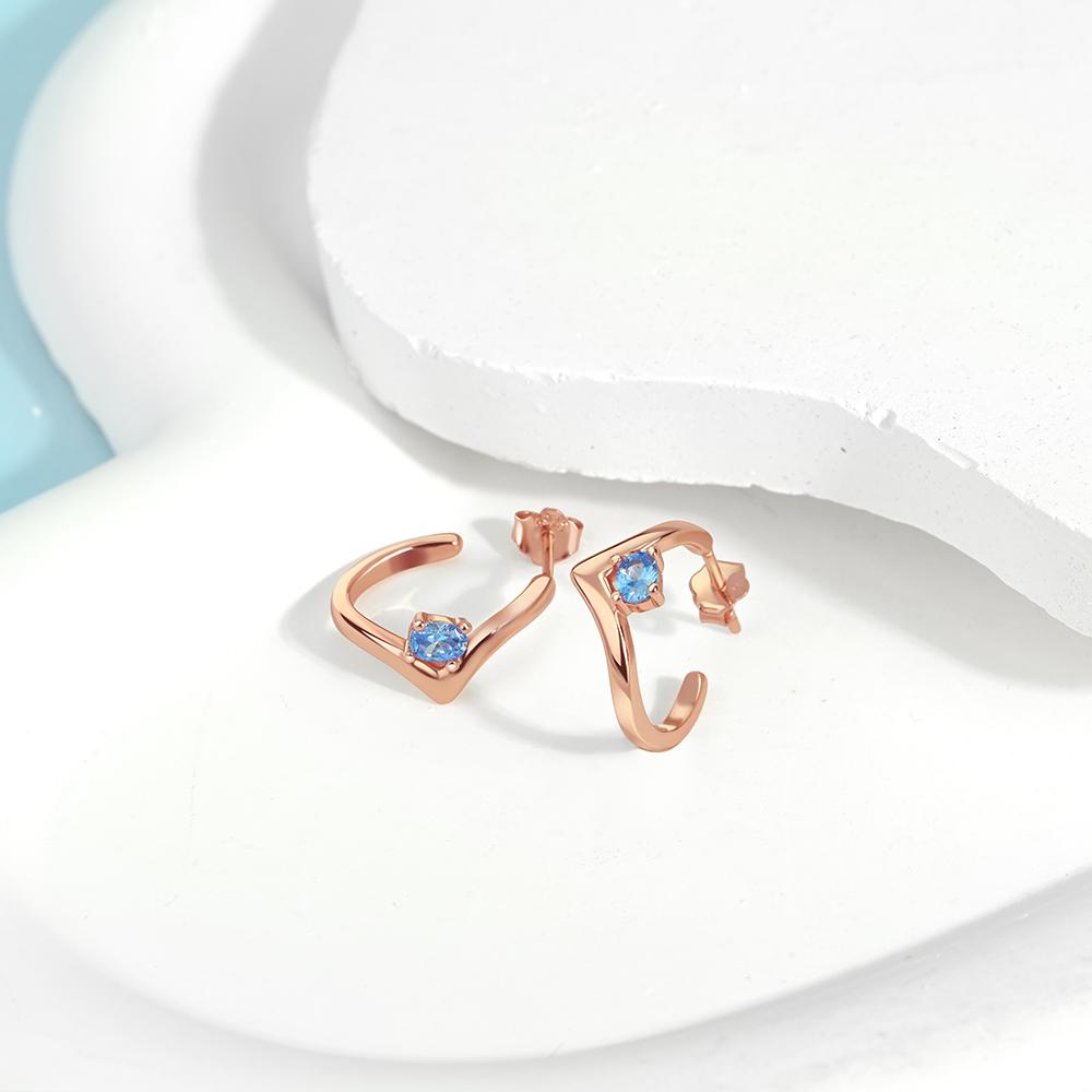 Popular Blue CZ Irregular Geometric Stud Earrings for Women Fashion Zircon Party Gift
