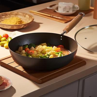 YD26CG 26cm Nitrided Wrought Iron Stir-Fry Pan