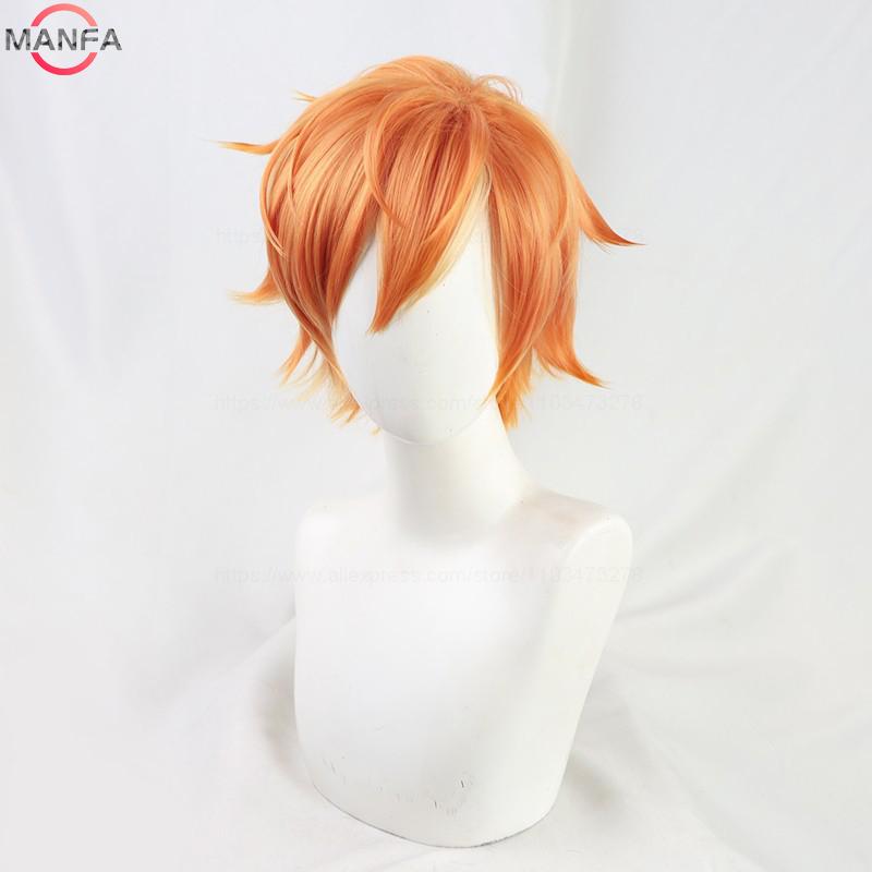 Anime Vivid BAD SQUAD Shinonome Akito Cosplay Pruik Korte Oranje Pruiken Hittebestendig Synthetisch Haar Halloween Unisex Pruik + Pruikenkap brown