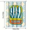 1 Stück Duschvorhang mit Sardinenschuppenmuster - Blau-Grünes Sardinendesign Badezimmerdekoration, Künstlerischer Sardinendosen-Etikettenstil, Maschine