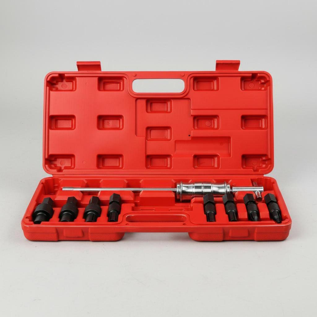 9 Pieces Slide Hammer Bearing Extractor Blow-Molded Case for Auto Repair Workers