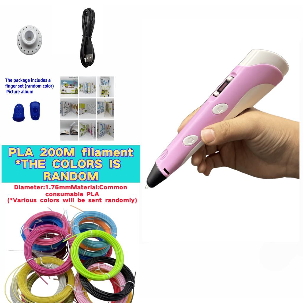 New 3D Printing Pen DIY Drawing with 9 Meters PLA Filament, 3D Graffiti Toy, Children's Birthday Joyful Festival Gift, Art Tool