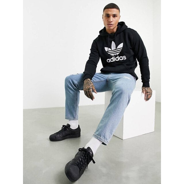 

Черная худи с логотипом-трилистником adidas Originals adicolor