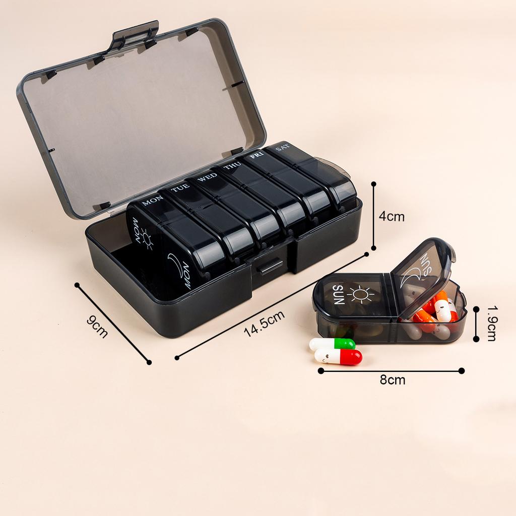 UNTIOR  Portable Weekly Pill Box Morning and Evening Large Capacity Travel with 14 Compartments to Hold Pills Vitamins