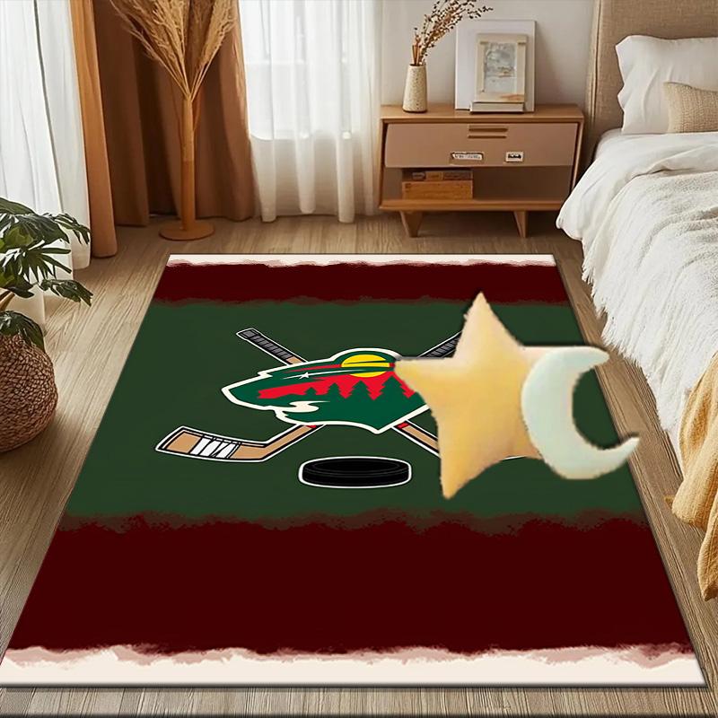 Minnesota Hockey Team Floor Mat for Living Room, Game Rooms, Office, Bedroom, Office Floor Mat Playful Design, Christmas Fan Gifts