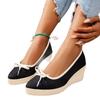 Women's Wedge Heel High Heels with Bow Pointed Design