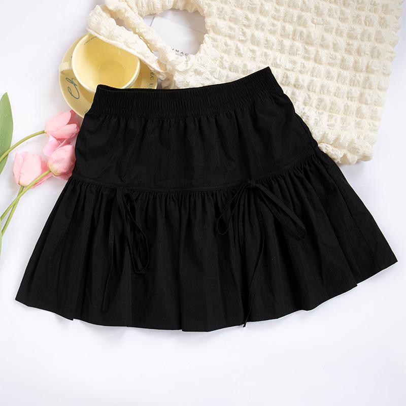 Sommer Damen Süßer Kordelzug Rüschenrock High Waist Kuchenrock
