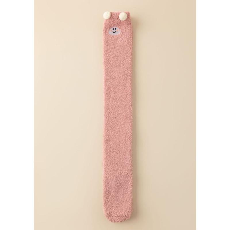 Winter and Autumn Elongated Knee-length Socks, Coral Fleece Women's Socks, Cartoon Embroidered Animal Women's Socks, Thick and Warm Socks