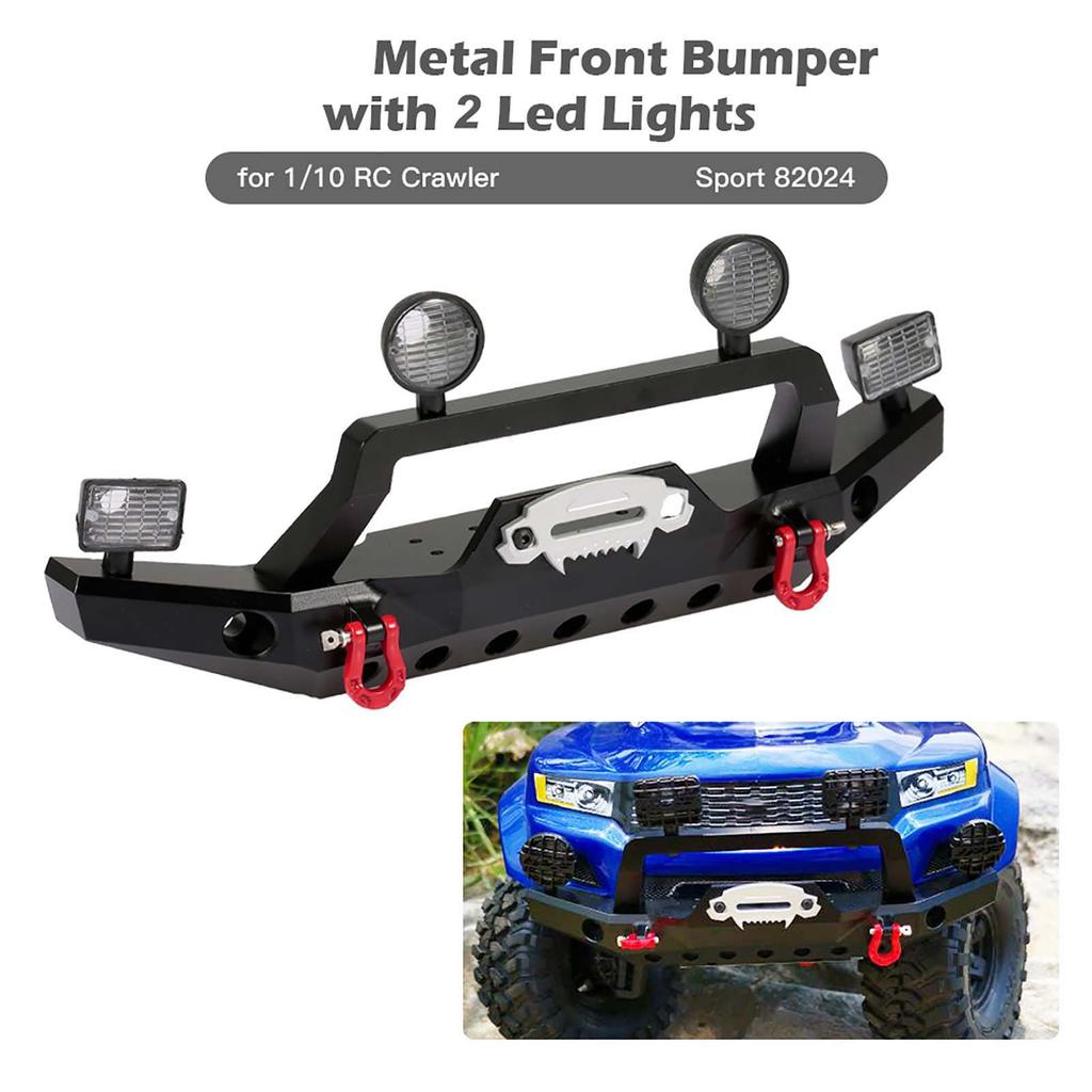 -4 Metal Front Bumper with 2 Led Lights for 1Celsius10 RC Crawler    4 Sport 82024