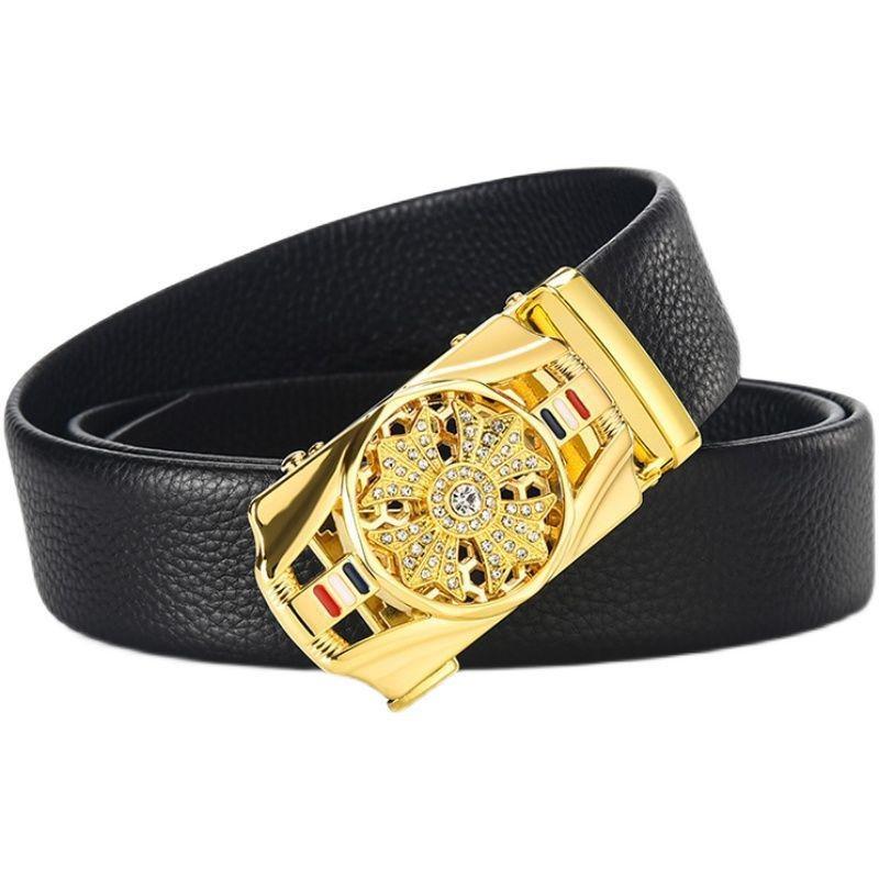 Elegant High-End Automatic Buckle Leather Belt – Versatile European & American Style for Men