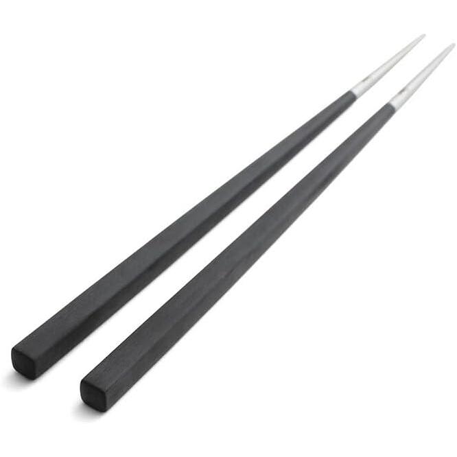 Cutipol KUBE Chopsticks + Chopstick Rest Set Black Silver KU39 22cm Chopsticks 6cm Chopstick Rest Stainless Steel Resin
