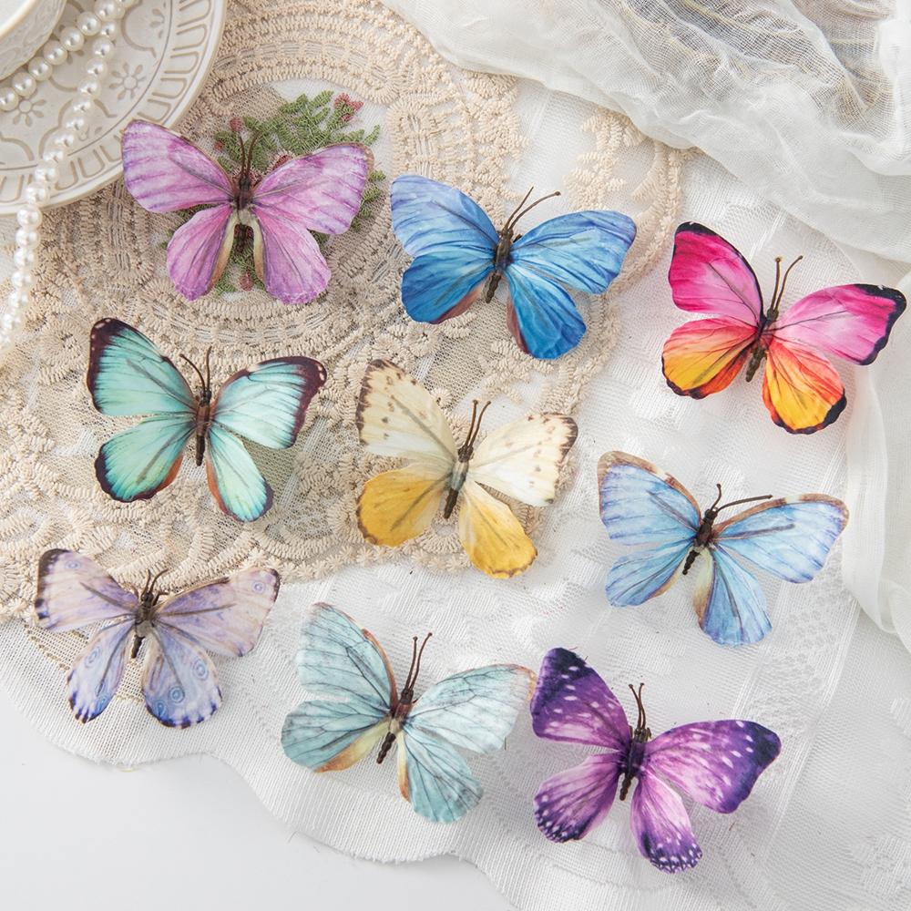 10/20PCS Artificial Fake Fluorescent Butterfly Home Room Decora Festival Wreaths Wedding Bridal Diy Accessories Headwear Brooch