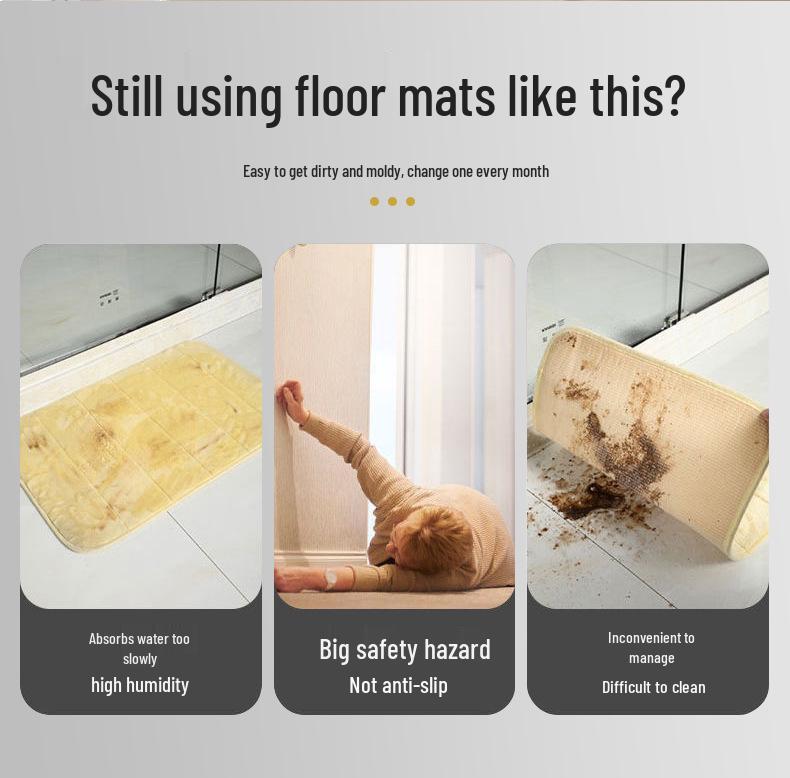 Bathroom Quick-Dry Non-Slip Diatom Mud Mat - Absorbent Soft Foot Pad for Toilet Door