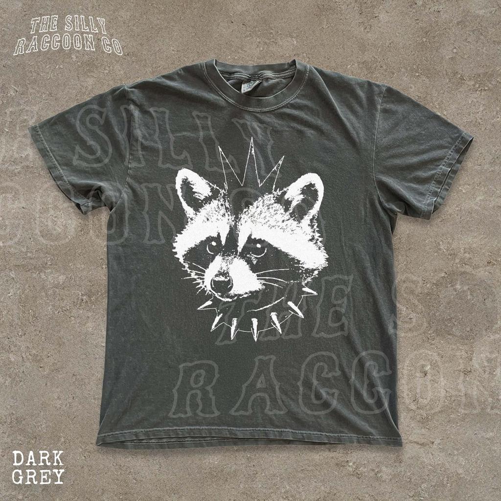 Punk Raccoon Comfort Colors® Shirt, Grunge Aesthetic Top for Men Women, Edgy Punk Rock Tee, Mohawk Trash Panda Top, Alt Clothing