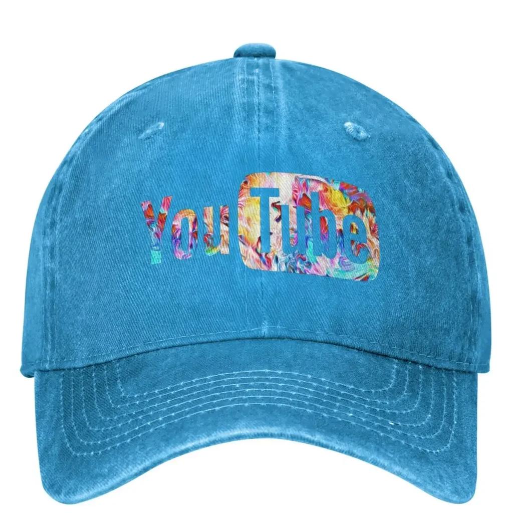 Colorful YouTubed Logo Denim Baseball Cap American Video Hiking Fishing Hip Hop Hats Summer Female Male SunProof Baseball Caps