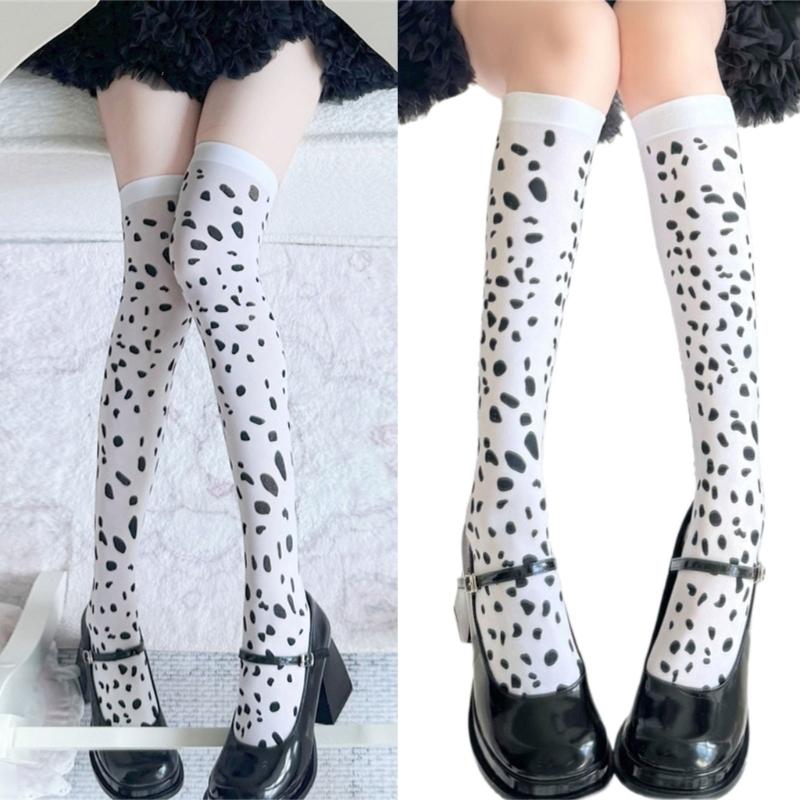 Dot Design Thin Stretch Over Knee Socks Lightweight Summer Wear Elastic Nylon Thigh High Stockings For Ladies