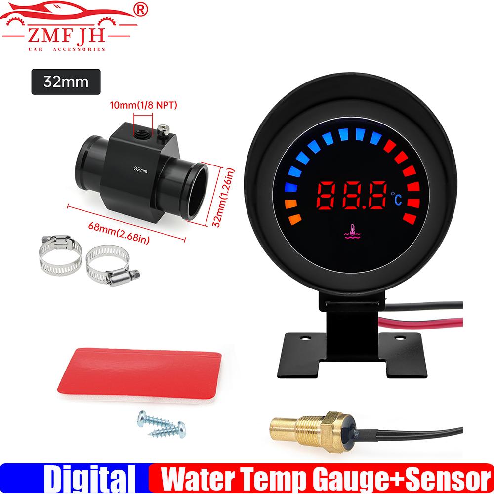 ZMFJH Digital Water Temperature Gauge with Flashing Alarm Water Temp Meter Sensor Adaptor Joint Pipe Sensor Radiator 26-40MM