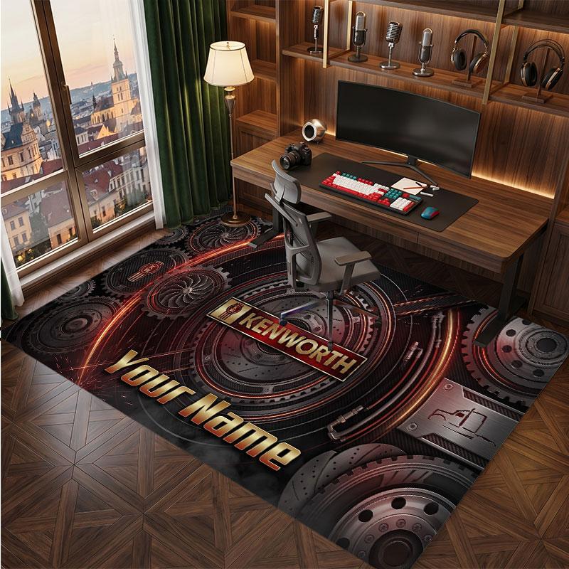 Kenworth Personalisierter Kristall-Samt-Teppich, Benutzerdefinierter Namens-Text Weicher Anti-Rutsch-Teppich für Wohnzimmer Schlafzimmer
