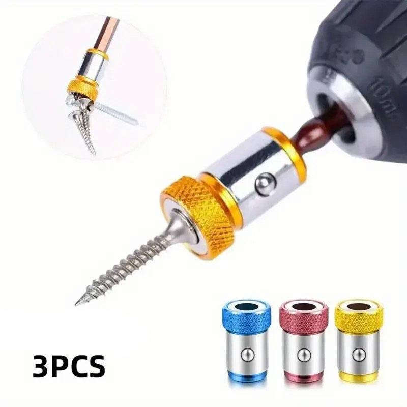 3pcs Magnetic Ring Cross Phillips Screwdriver Bit Holder 6.35mm 1/4 Universal Alloy Anti-corrosion Strong Magnetizer