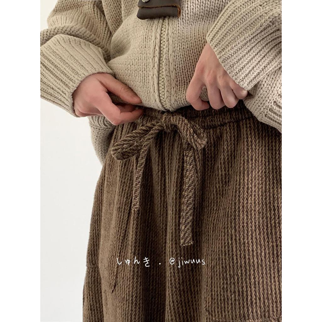 Retro Unisex Corduroy Wide-Leg Pants - Autumn/Winter Y2K Style