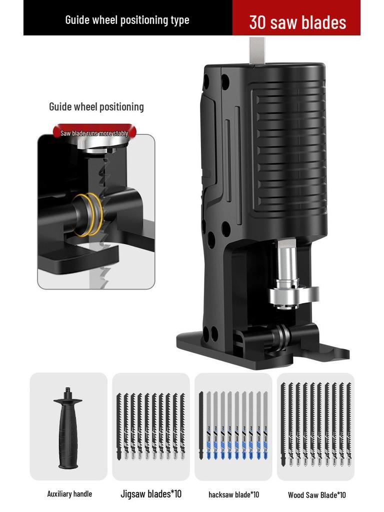 Electric Drill to Chainsaw Conversion Head: Handheld Reciprocating Saw for Woodworking and Jigsaw.