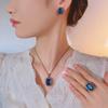 Jewelry Copper Bottom Gold-Plated Simulation Blue Spinel Black Gold High-End Set Women'S Stone 13 * 18