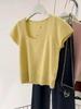 Women's Fashionable Short-Sleeve Knitted Sweater - Versatile, Slimming, and Trendy for Spring/Summer Casual Wear