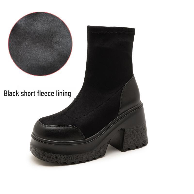 

Женские ботфорты - Коллекция Осень/Зима 2025: 10см Толстый каблук, Эластичная посадка, Маленькая длинная труба, Рыцарский стиль. Size 40