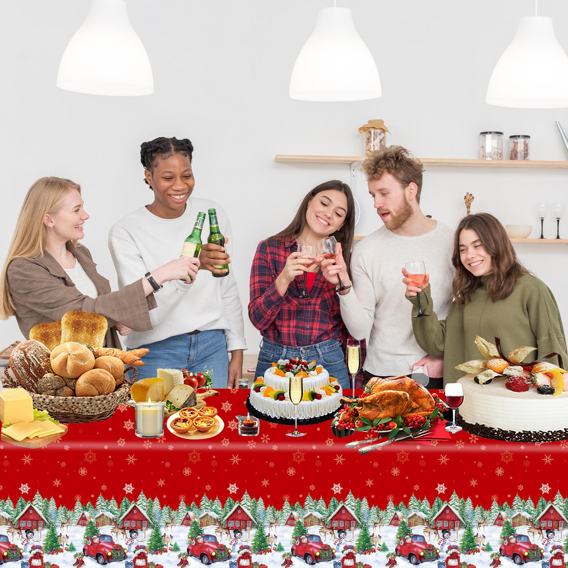 

2024 Новый Счастливого Рождества Тема Рождественской вечеринки Скатерть Одноразовая скатерть Фоновая ткань Украшение для вечеринки