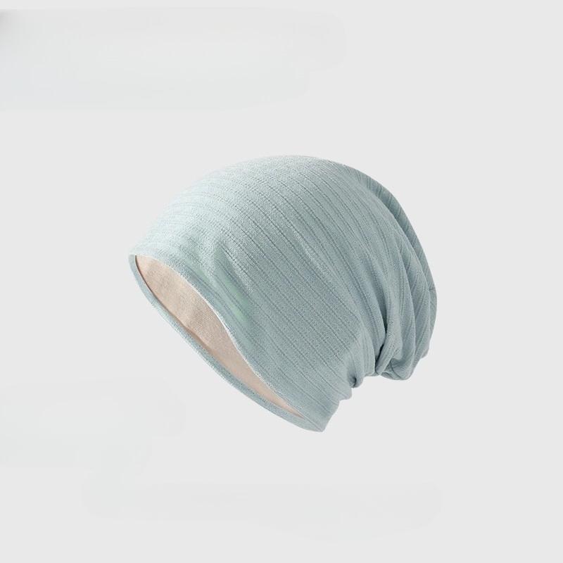 

Women S Autumn/Winter Air-Conditioned Room Solid Color Toe Cap Windproof Sleep Cap Double-Layer Breathable High Elasticity Hat синий