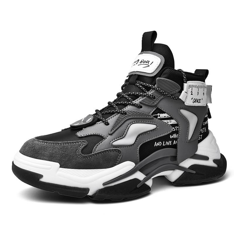 

Мужская спортивная обувь с толстой подошвой и увеличенной дышащей повседневной спортивной обувью для бега для папы 43 серый/белый