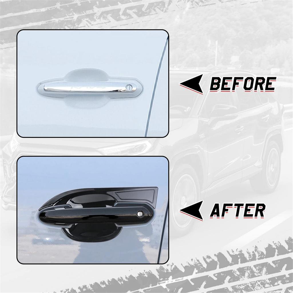 Exterior Door Handle Cover+Door Bowl Cover Trim For Toyota RAV4 2020-2025 Car Exterior Accessories Black